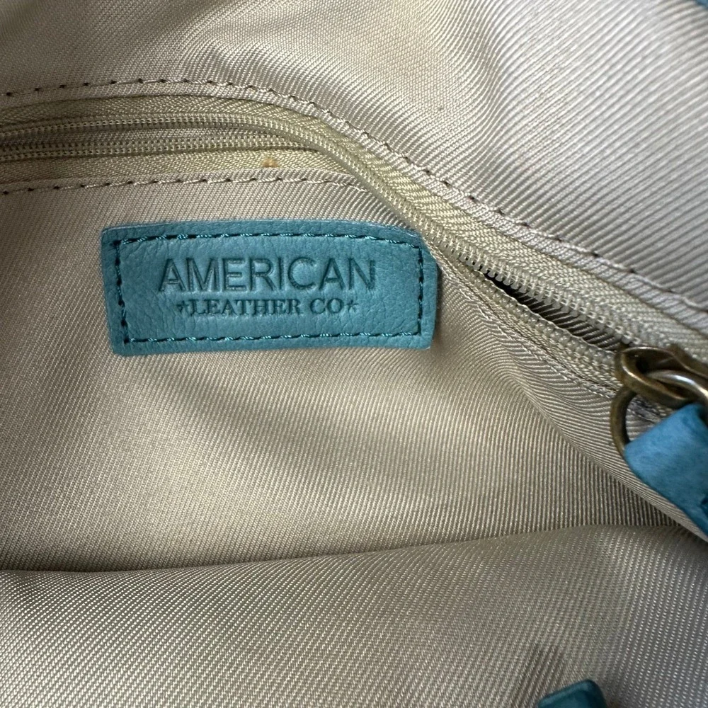 American Leather Co Daiquiri Green Ada Triple Entry Satchel Crossbody Handbag